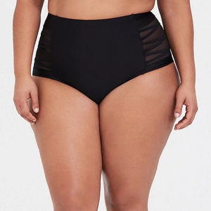 Torrid Black Lattice Mesh Swim Bottom NWT Sz 2